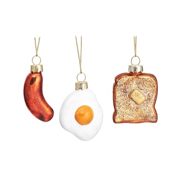 Sass & Belle Set of 3 Breakfast Items Christmas Tree Decorations